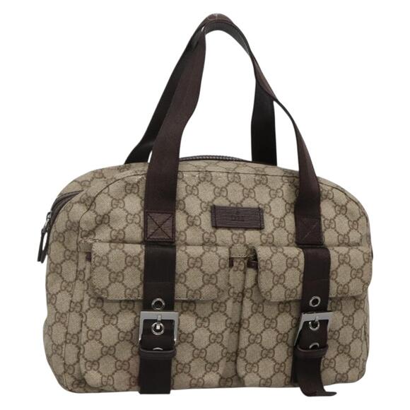 GUCCI GG Supreme Hand Bag Pvc Beige Silver - Picture 1 of 16